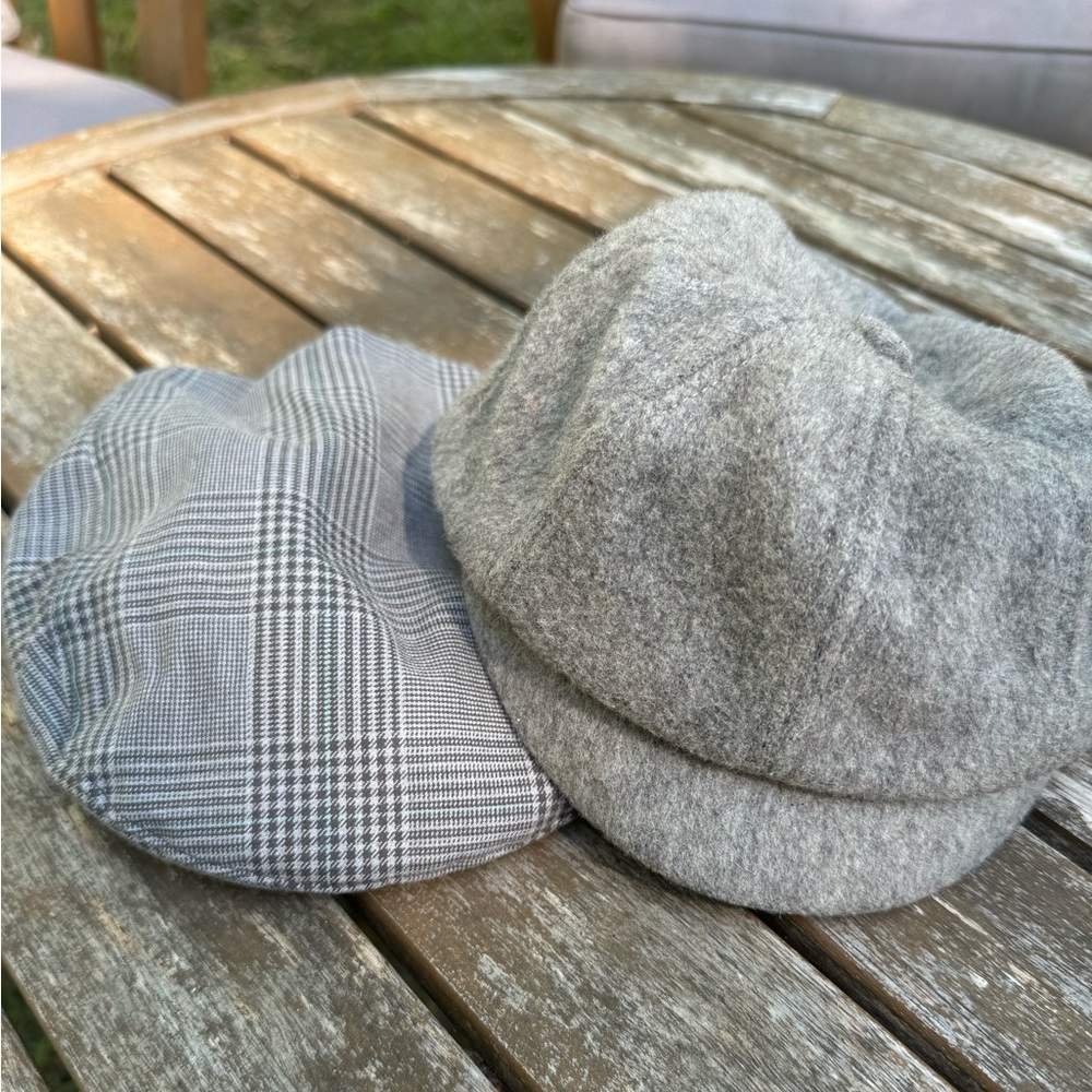 Janie and Jack Plaid Newsboy Cap + Vintage Wool Newsboy cap, 6-12 months